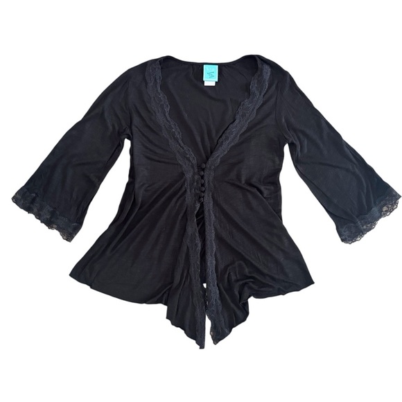 h.i.p. Sweaters - Vintage Y2K whimsigoth Black Lace Cardigan witch fairy goth grunge boho S M 882